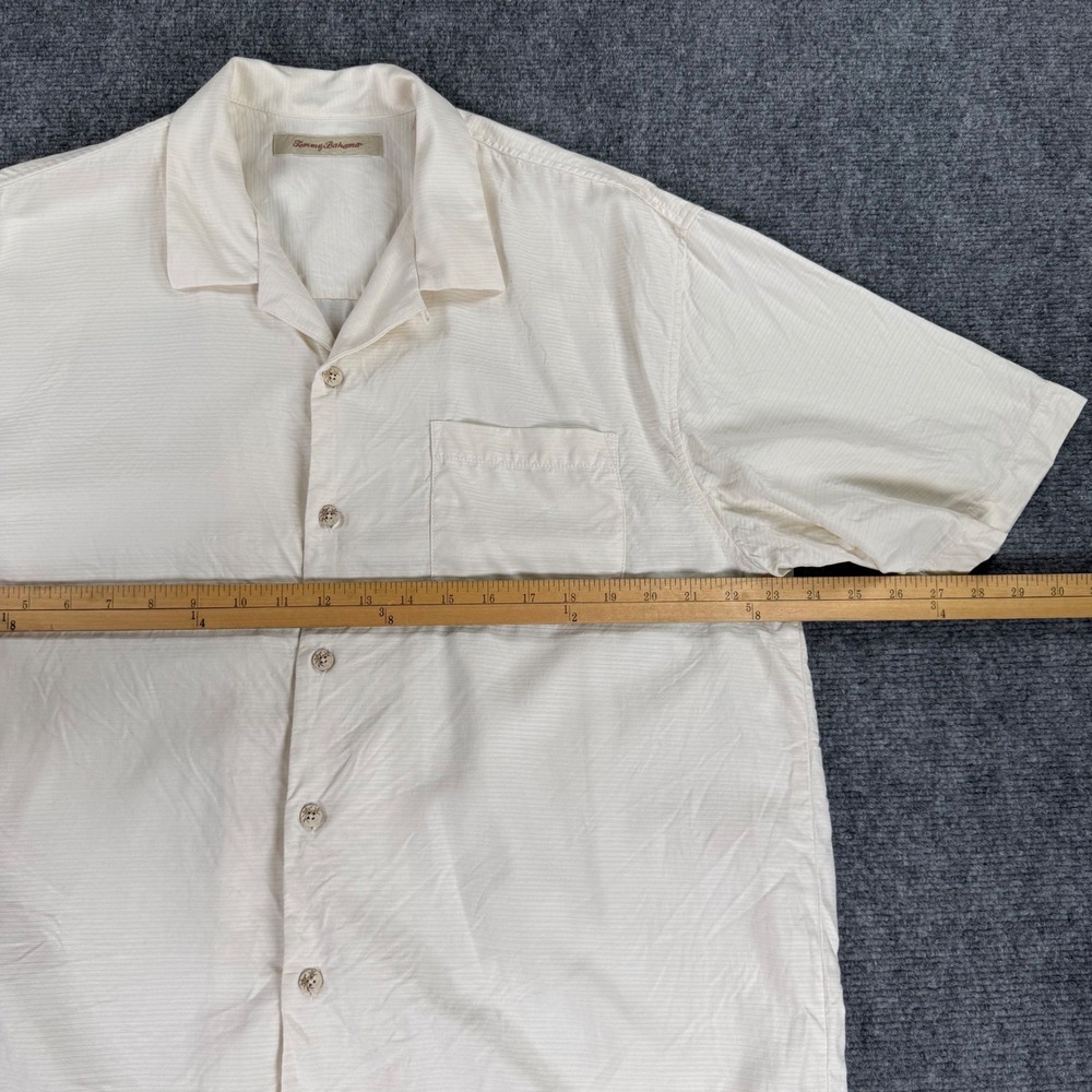 Tommy Bahama 100% Silk Camp Shirt Men's Large Ivory Short Sleeve Button Up - Picture 6 of 7